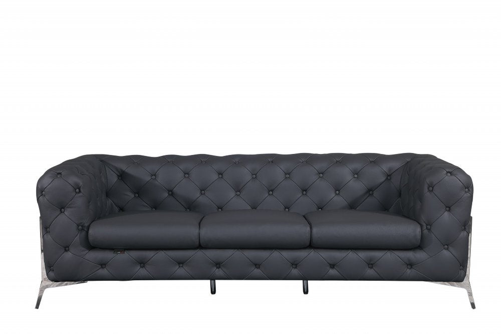 Conjunto de asientos para cinco personas en cuero italiano gris oscuro para interiores de dos piezas