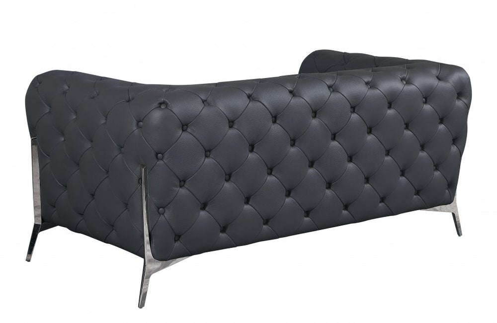 Conjunto de asientos para cinco personas en cuero italiano gris oscuro para interiores de dos piezas
