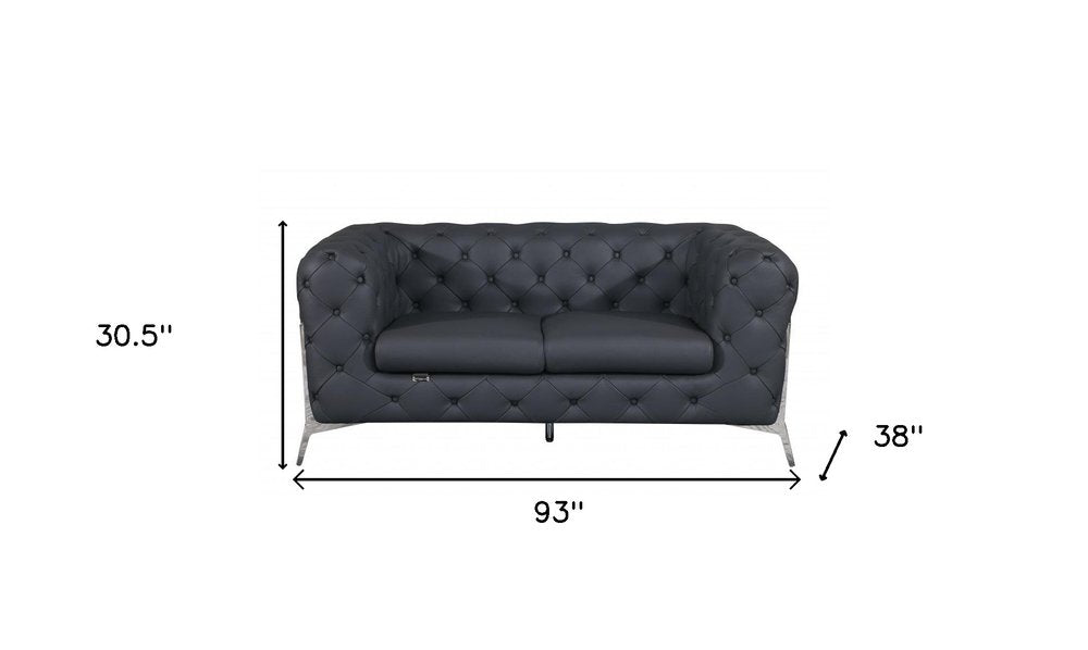 Conjunto de asientos para cinco personas en cuero italiano gris oscuro para interiores de dos piezas