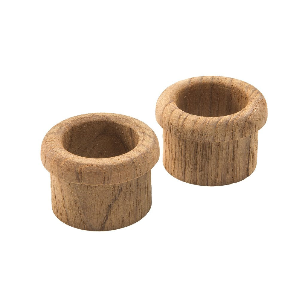 Set of Two Brown Wood Open Circle Drawer Pull Knobs