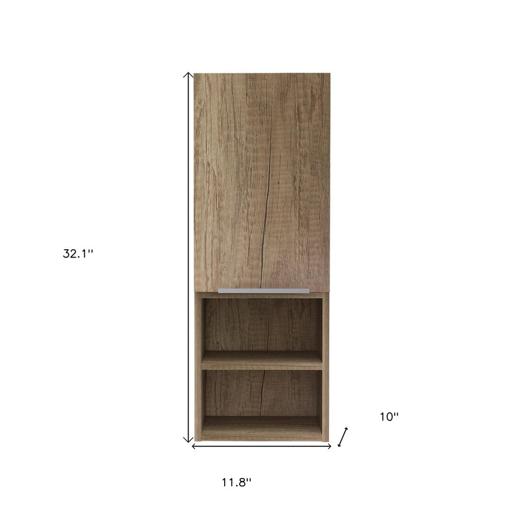 Gabinete de madera marrón de 12" con cuatro estantes