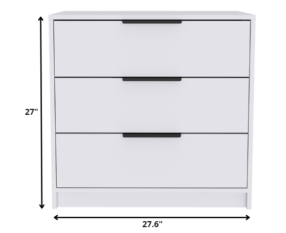 Cómoda estándar blanca de tres cajones de 28"