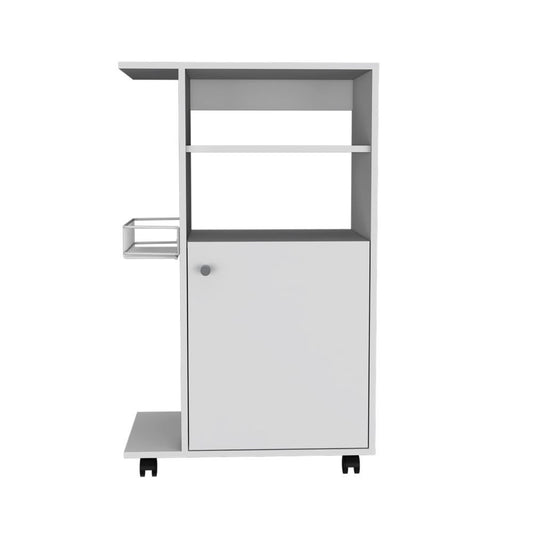 Carrito de cocina blanco con ruedas de 24" y almacenamiento