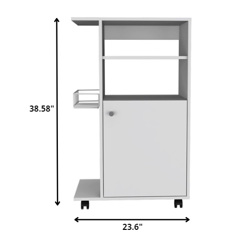 Carrito de cocina blanco con ruedas de 24" y almacenamiento