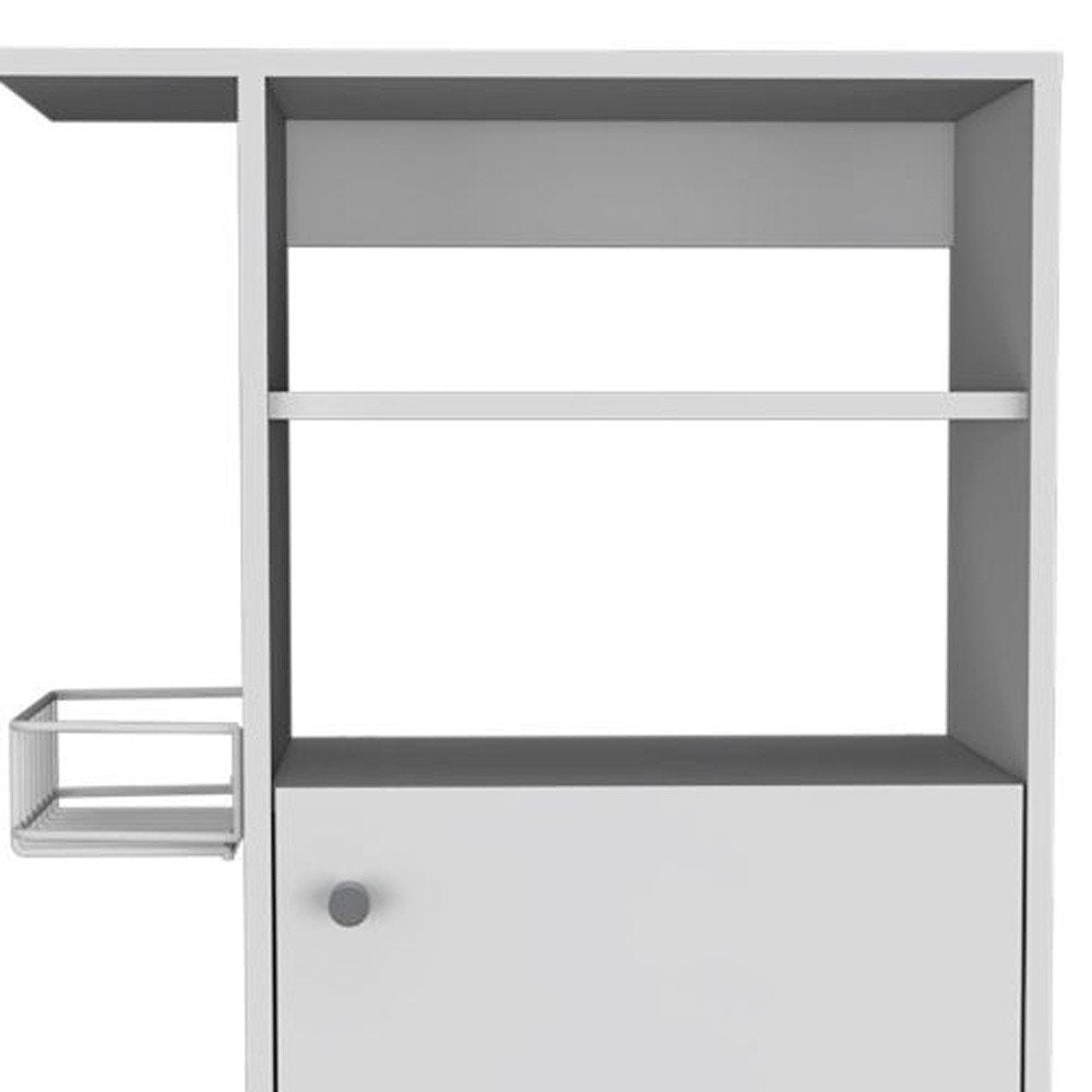 Carrito de cocina blanco con ruedas de 24" y almacenamiento