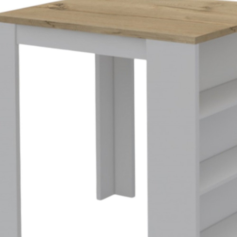 Isla de cocina blanca y natural de 36" con almacenamiento