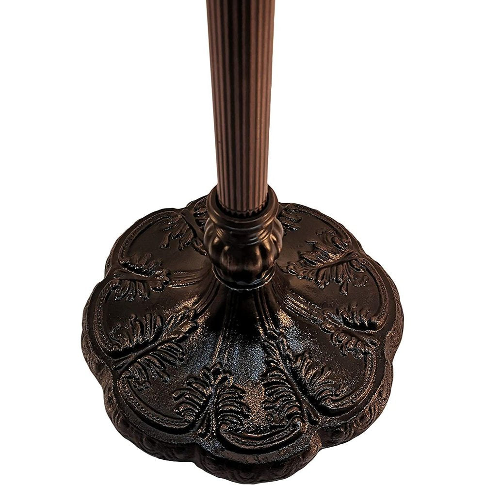 Lámpara de pie tradicional de 62" de dos luces en marrón con pantalla de cúpula de vidrio con flores rojas