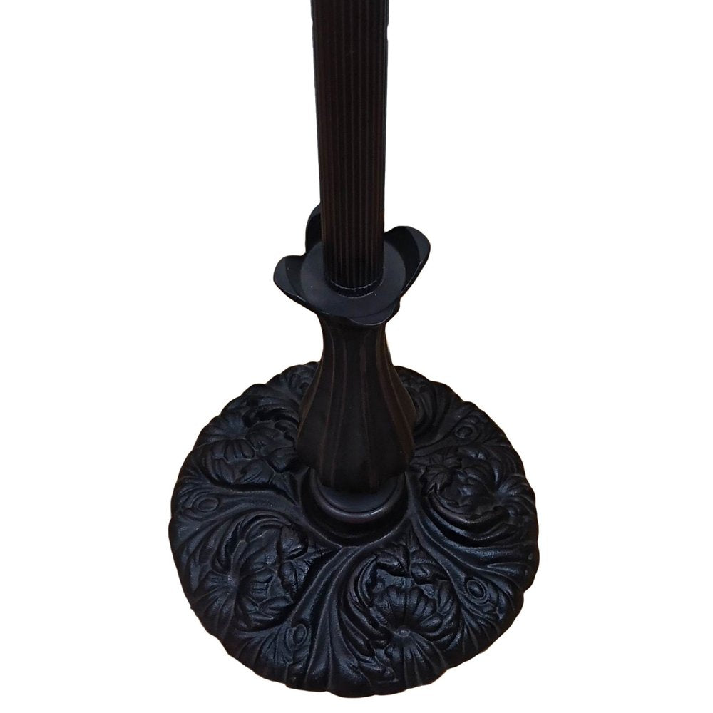 Lámpara de pie Torchiere de 62" en marrón y blanco con pantalla de cúpula de vidrio con flores blancas