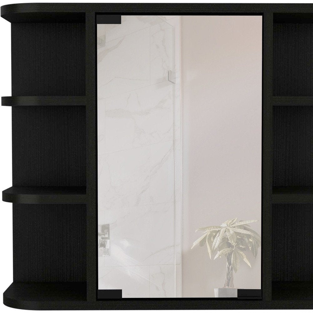 Tocador de baño flotante de madera negra de 24"