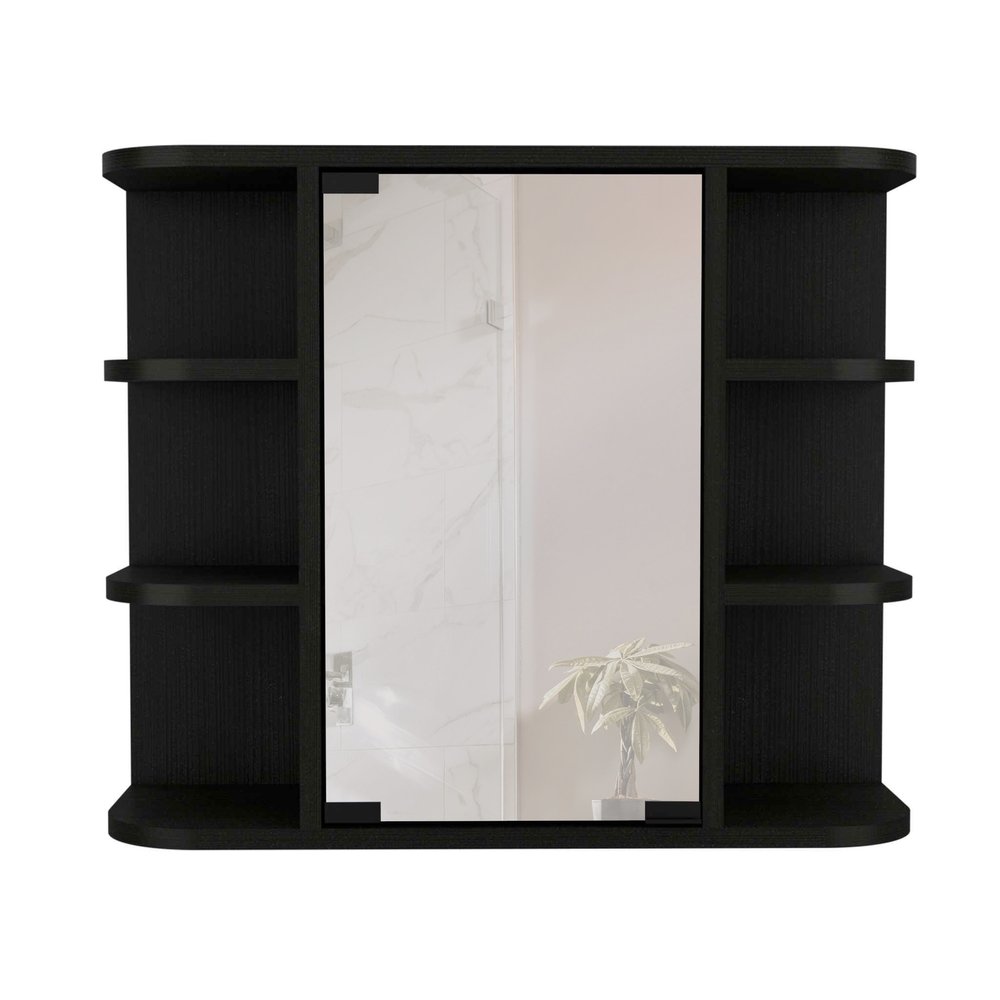 Tocador de baño flotante de madera negra de 24"