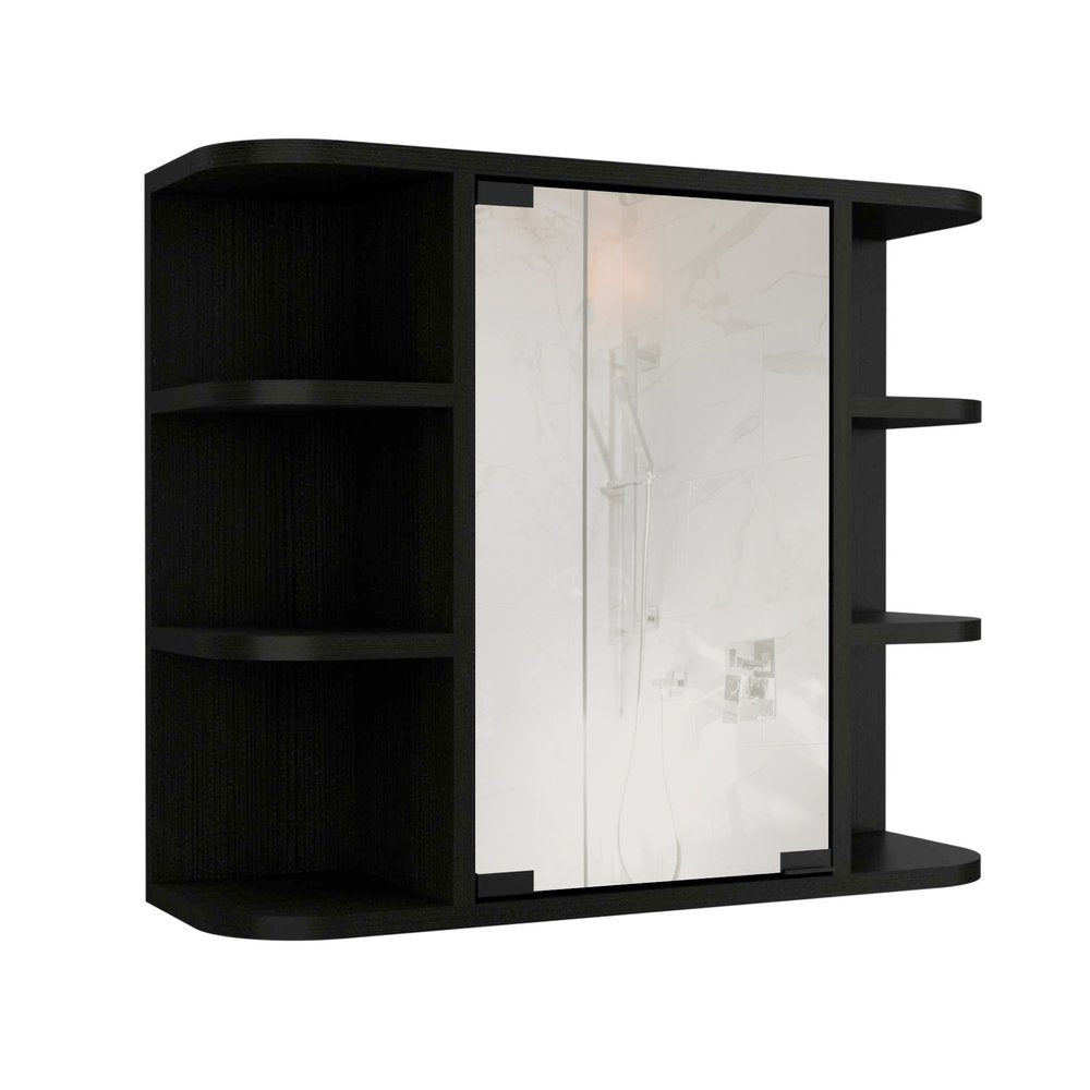 Tocador de baño flotante de madera negra de 24"
