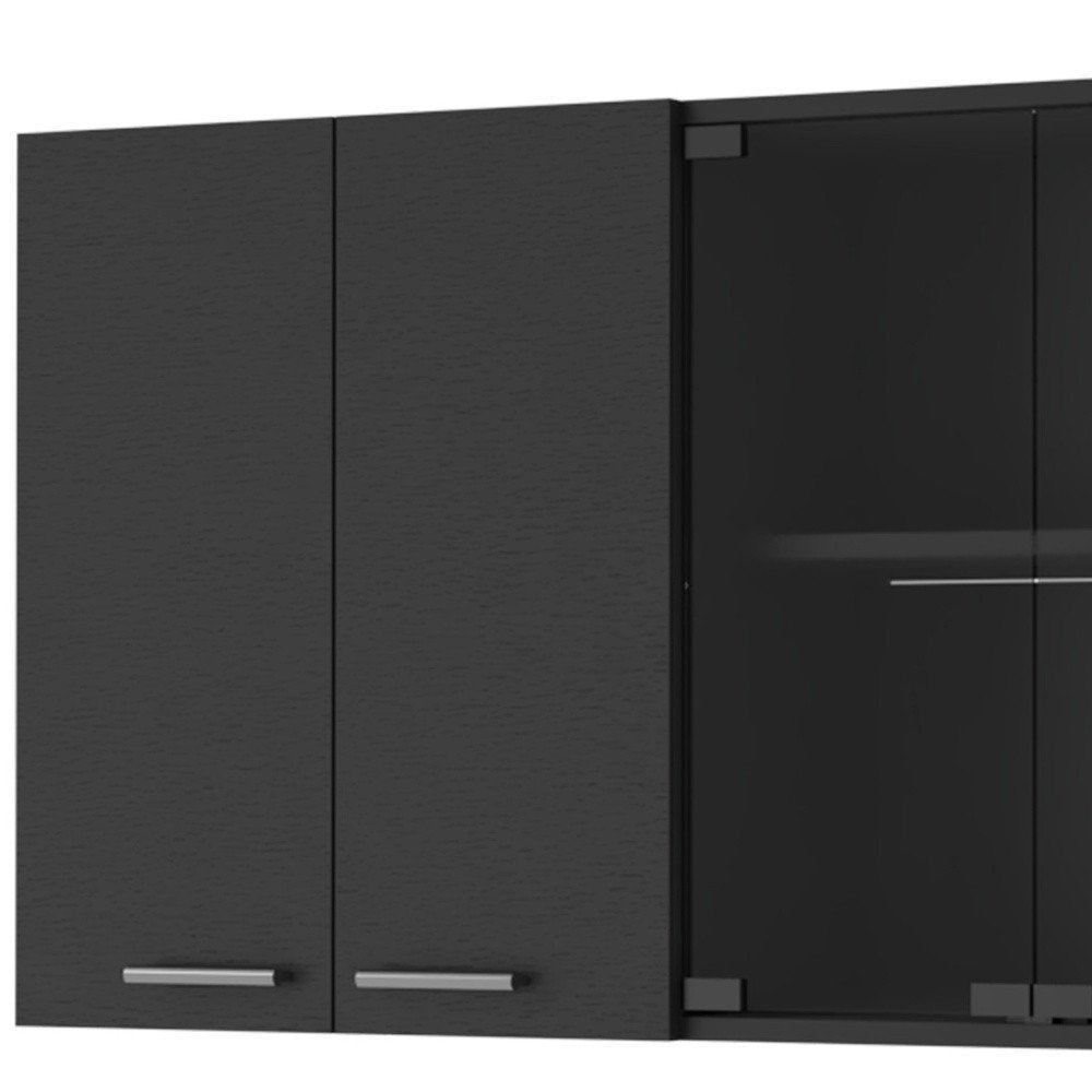 Vitrina de madera negra de 59" para pared con seis puertas