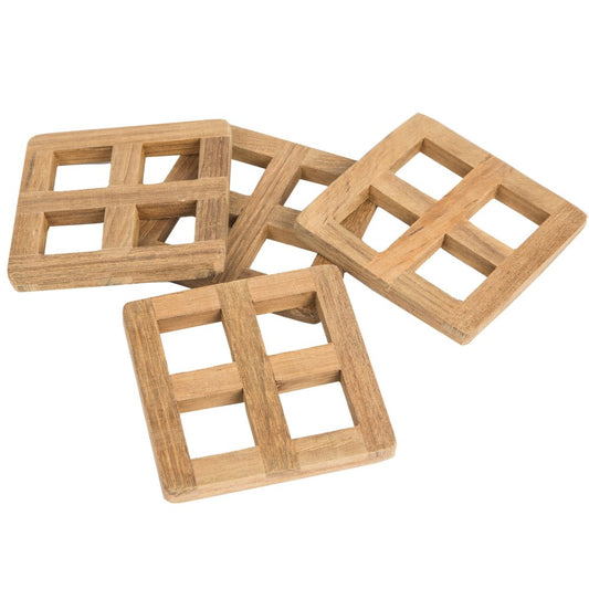 Juego de cuatro posavasos de madera cuadrados de 3,00"