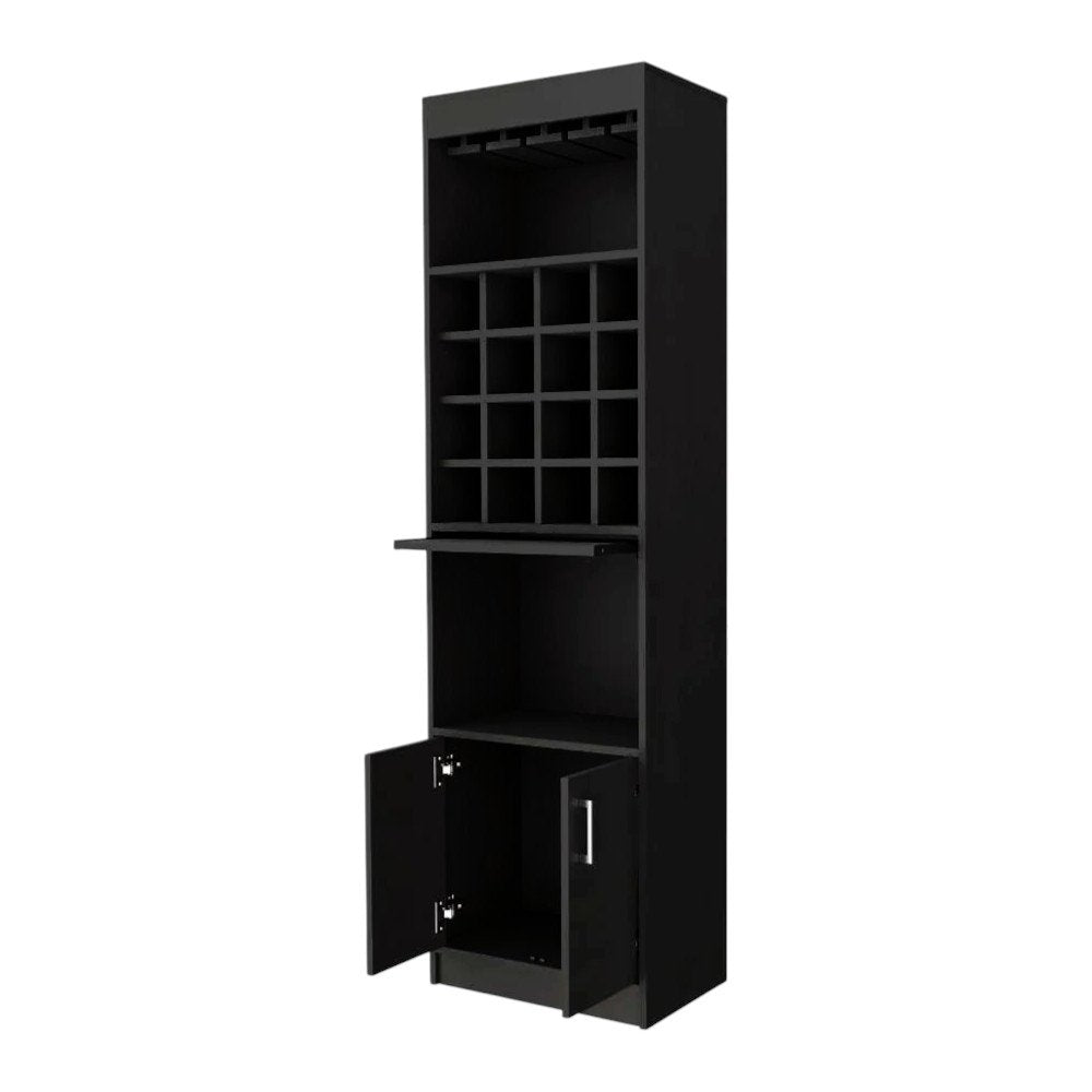Mueble bar negro de 24" con dieciocho estantes