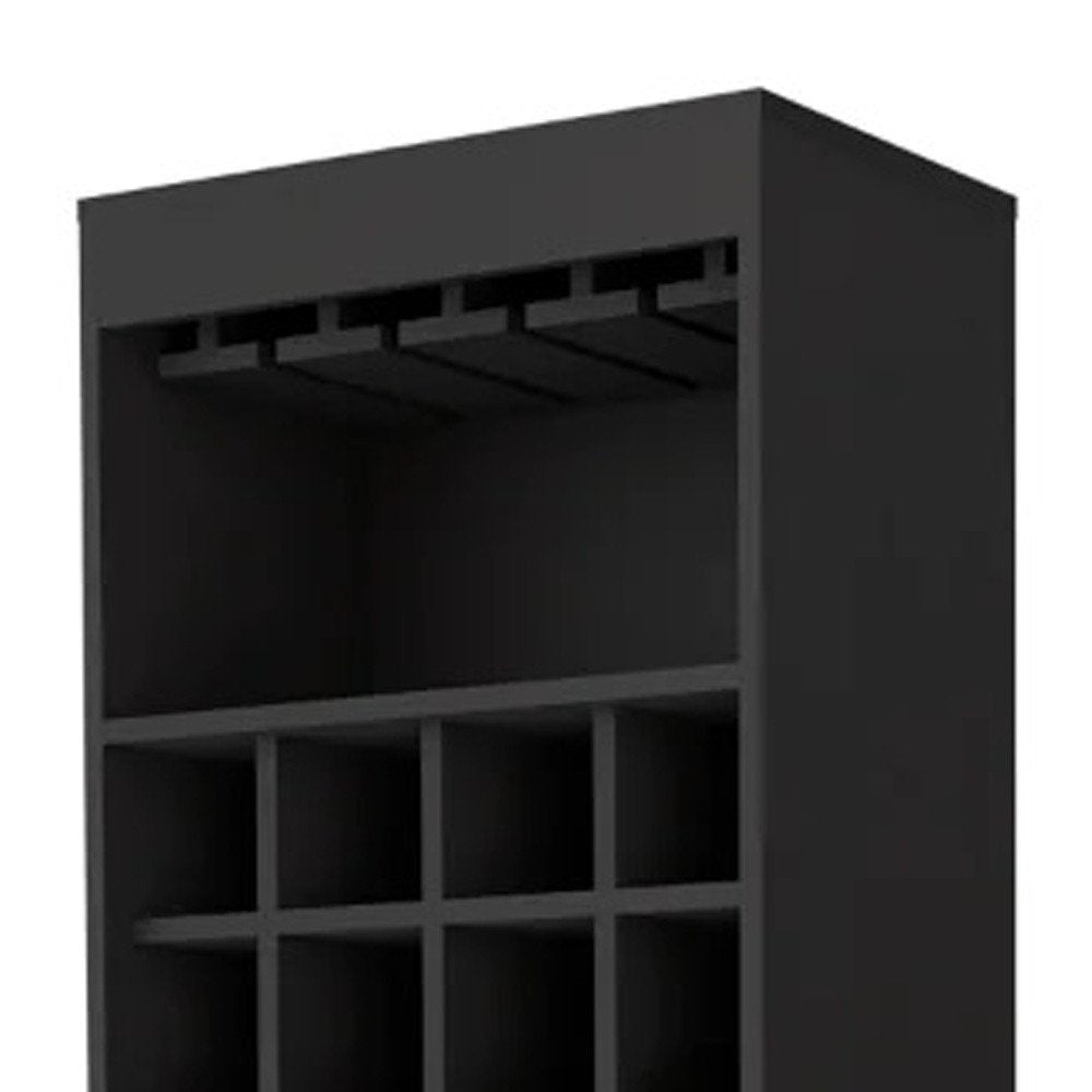 Mueble bar negro de 24" con dieciocho estantes