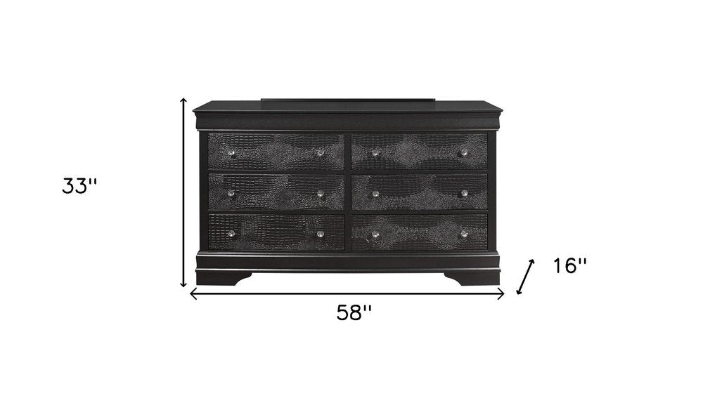 Cómoda de cinco cajones de madera maciza gris metalizada de 31"