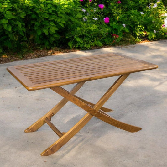 Mesa de picnic plegable para exteriores de madera maciza marrón de 43"