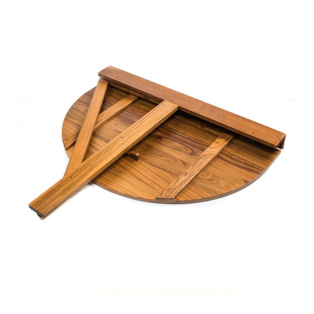 Mesa de balcón plegable para exteriores de madera maciza semicircular marrón de 24"