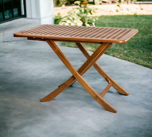 Mesa auxiliar plegable para exteriores de madera maciza marrón de 43"