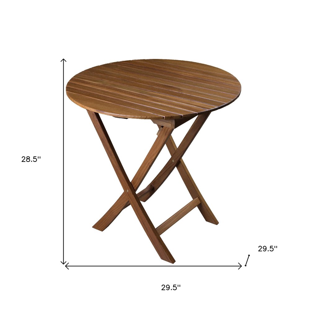 Mesa auxiliar plegable para exteriores de madera maciza redondeada marrón de 30"