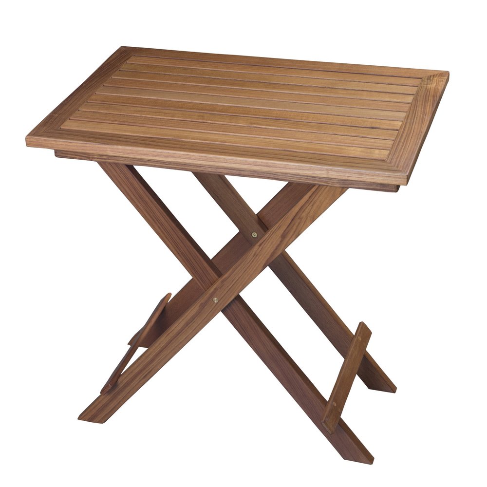 Mesa auxiliar plegable para exteriores de madera maciza marrón de 28"