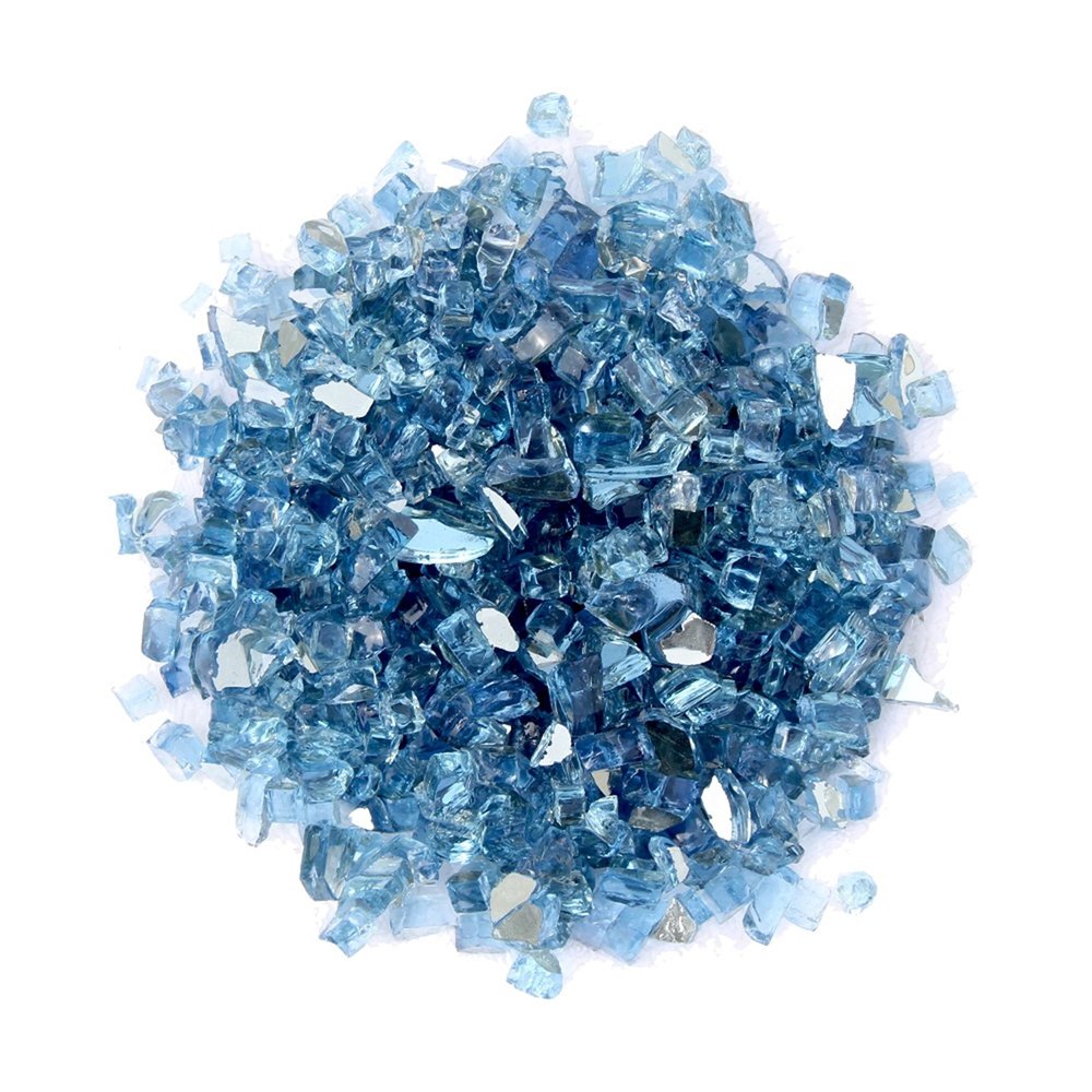 Sky Blue Round Reflective Fire Pit Glass