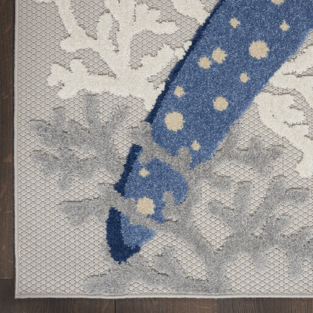 10' X 13' Blue And Gray Starfish Indoor Outdoor Area Rug