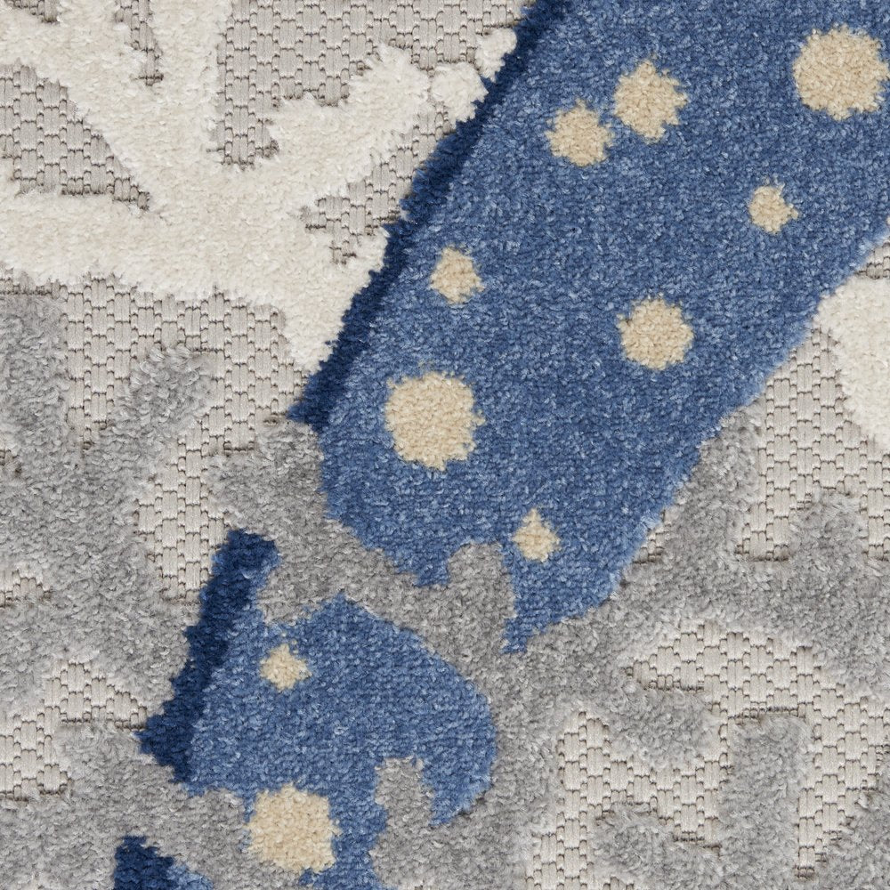 10' X 13' Blue And Gray Starfish Indoor Outdoor Area Rug