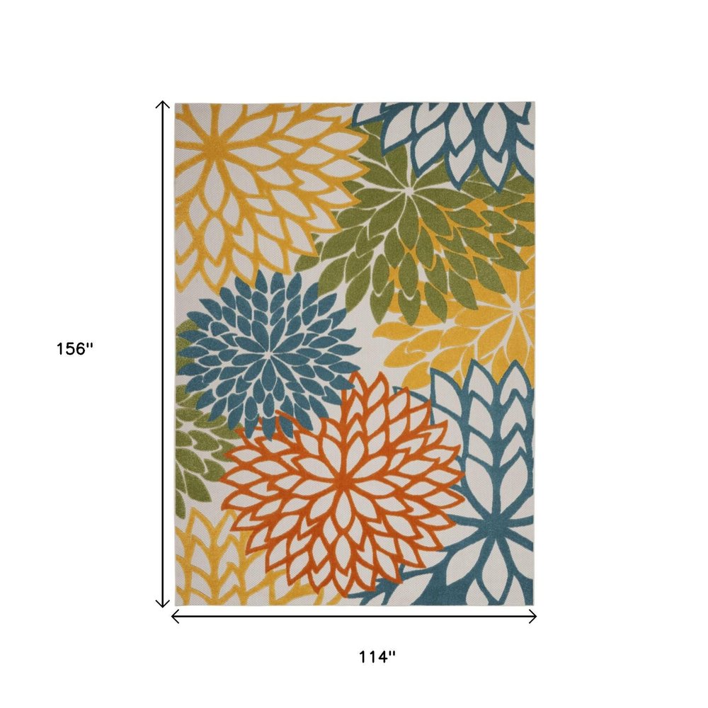 10' X 13' Blue And Yellow Indoor Outdoor Area Rug