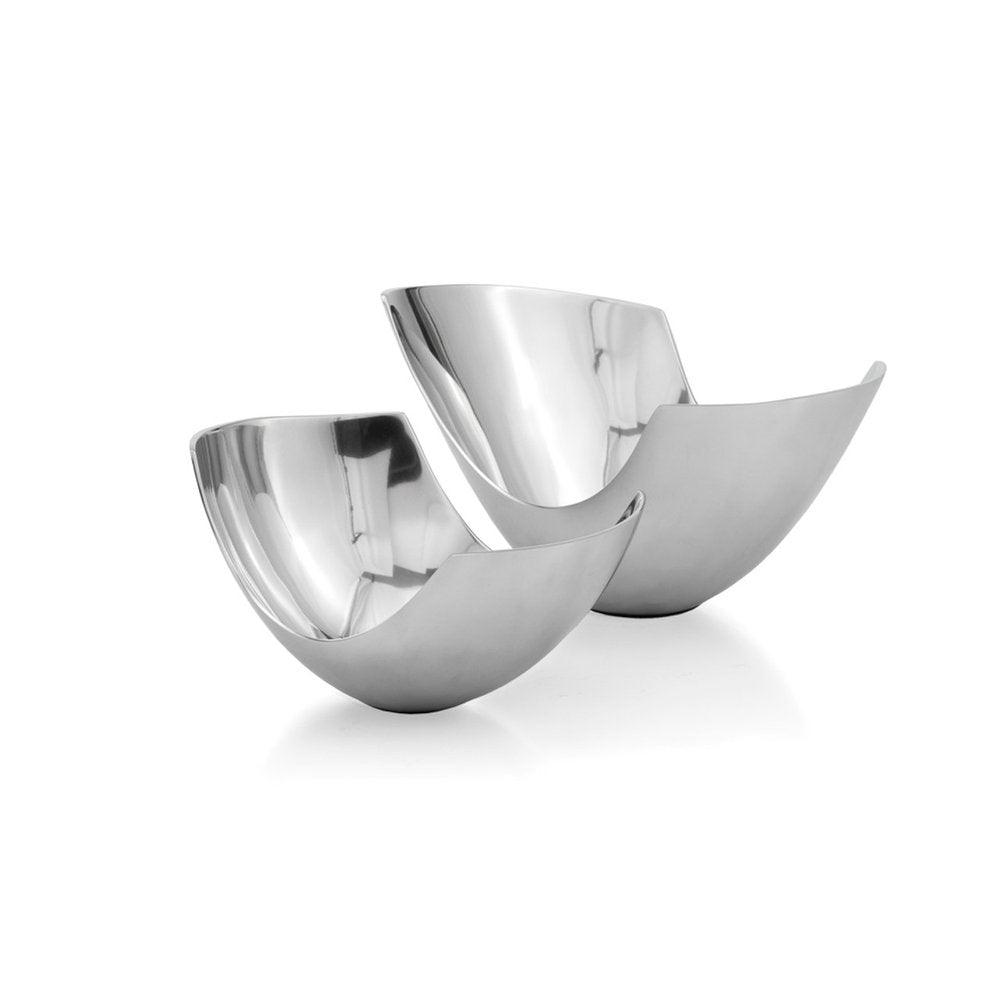 Juego de dos cuencos centrales de aluminio con forma de pala