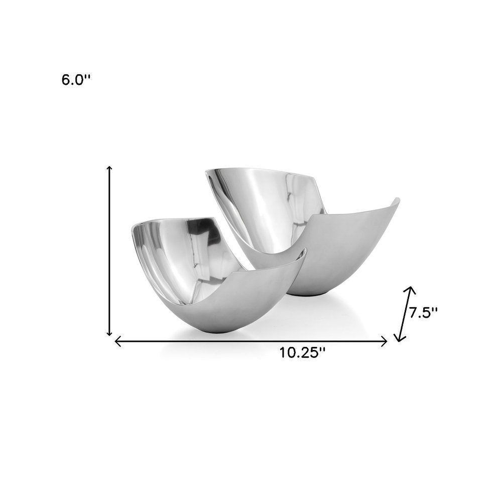 Juego de dos cuencos centrales de aluminio con forma de pala