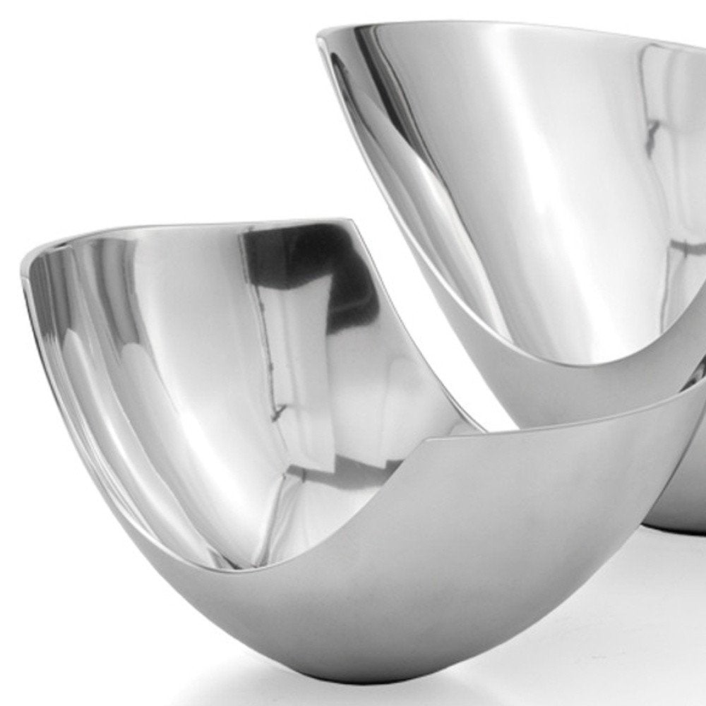 Juego de dos cuencos centrales de aluminio con forma de pala