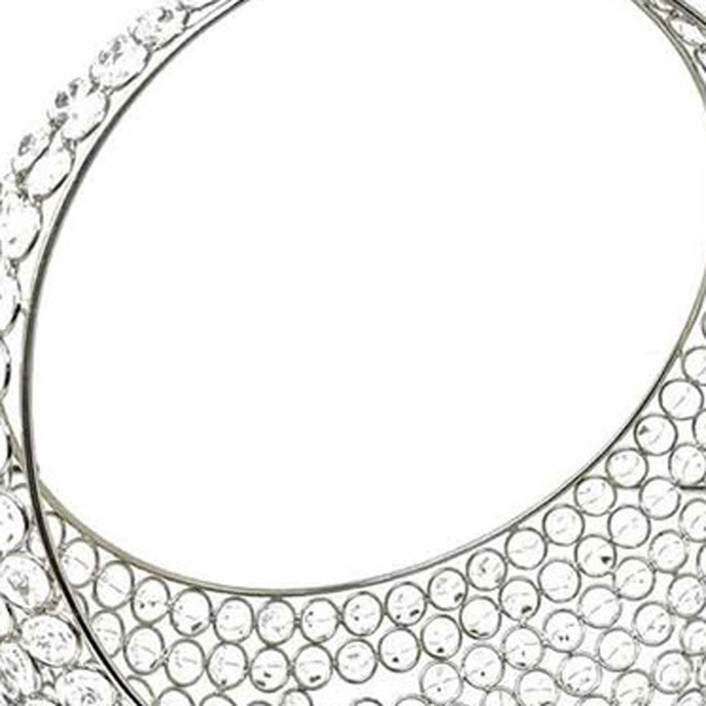 Canasta de 13" con anillos de plata y cristales falsos brillantes