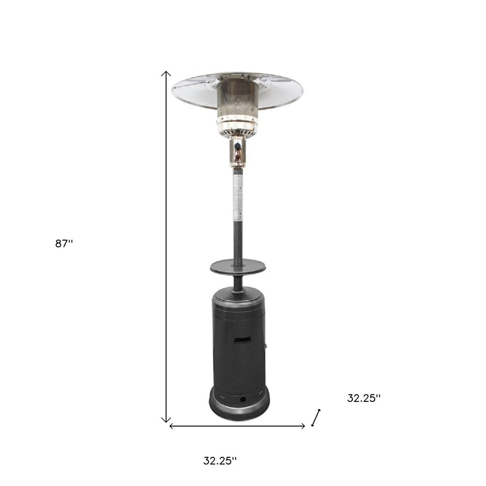 Calentador de patio cilíndrico de propano de acero plateado de 48 000 BTU
