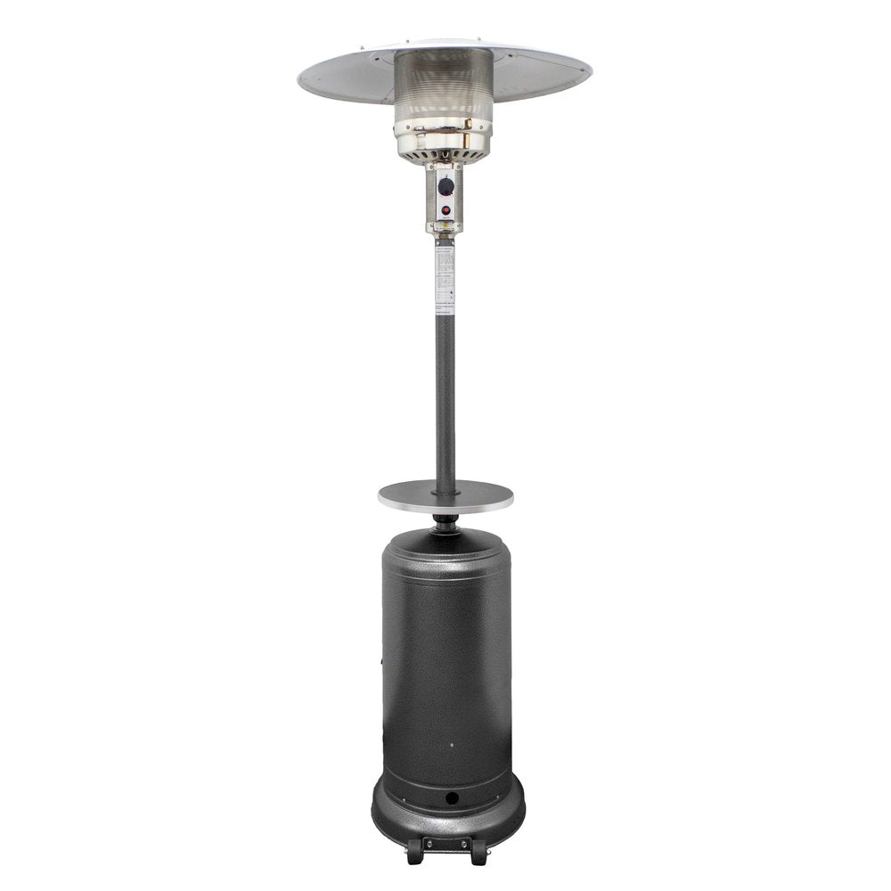 Calentador de patio cilíndrico de propano de acero plateado de 48 000 BTU