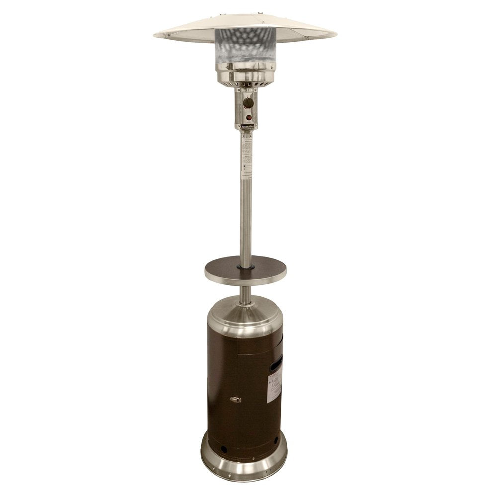 Calentador de patio cilíndrico de propano de acero plateado de 48 000 BTU