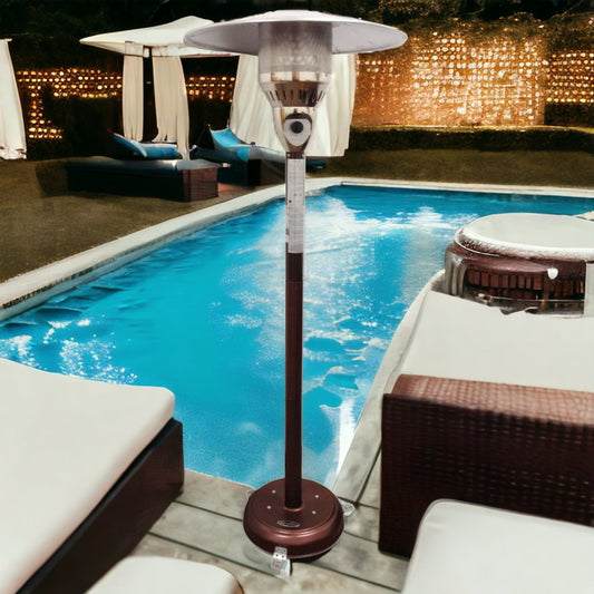Calentador de patio cilíndrico de gas natural de acero bronce de 41000 BTU