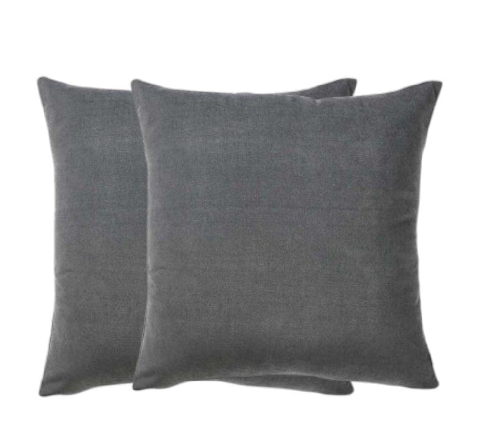 Set of Two 22" Gray Throw Pillow Covers