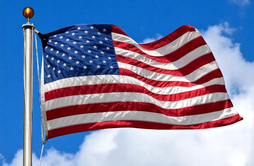 Bandera estadounidense de nailon bordada en rojo, blanco y azul de 3' x 5'