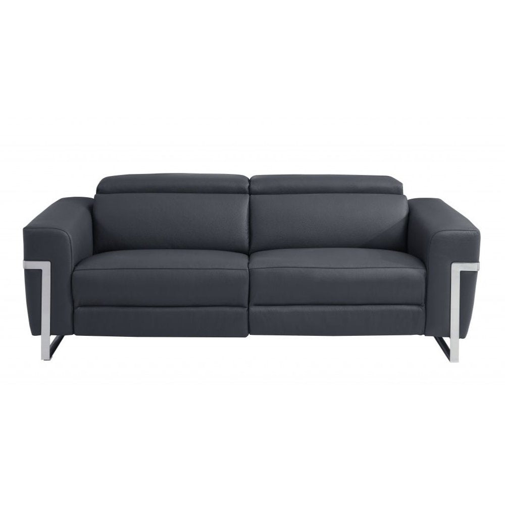 Conjunto de asientos para cinco personas en cuero italiano gris oscuro de dos piezas para interiores