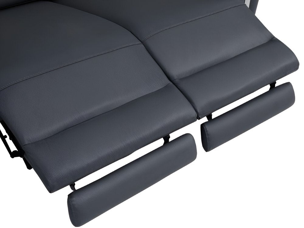 Conjunto de asientos para cinco personas en cuero italiano gris oscuro de dos piezas para interiores