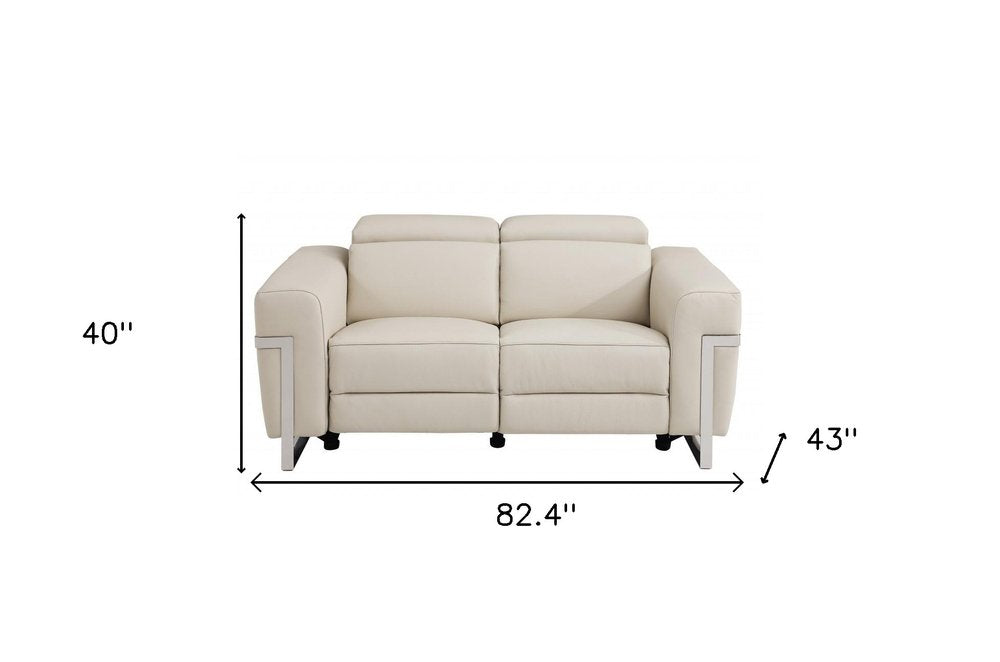 Conjunto de asientos para cinco personas de cuero italiano beige de dos piezas para interiores