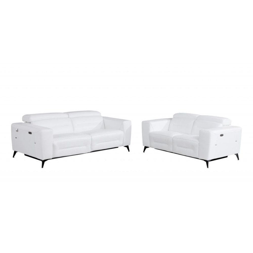 Conjunto de asientos para cinco personas de dos piezas de cuero italiano blanco