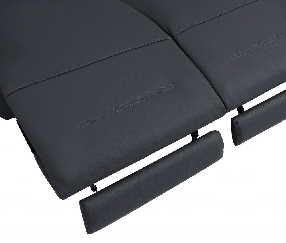 Loveseat eléctrico reclinable de 65" de cuero italiano gris y negro