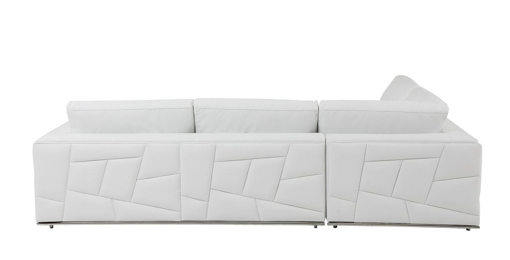 Seccional esquinero reclinable en forma de L de dos piezas de cuero italiano blanco