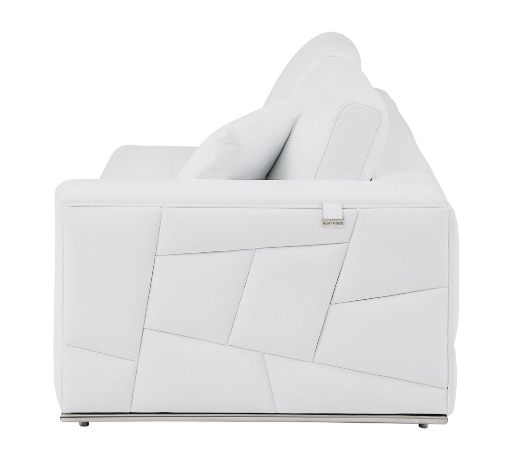 Seccional esquinero reclinable en forma de L de dos piezas de cuero italiano blanco
