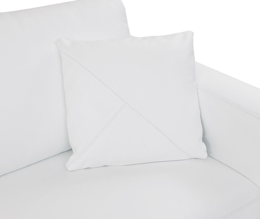Seccional esquinero reclinable en forma de L de dos piezas de cuero italiano blanco