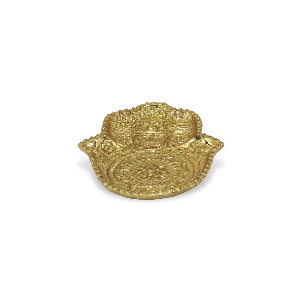 Bandeja de metal dorado novedoso de 5" hecha a mano