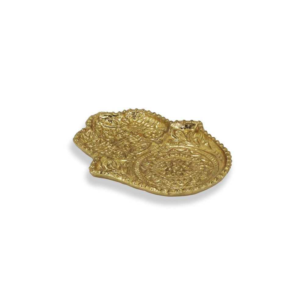 Bandeja de metal dorado novedoso de 5" hecha a mano