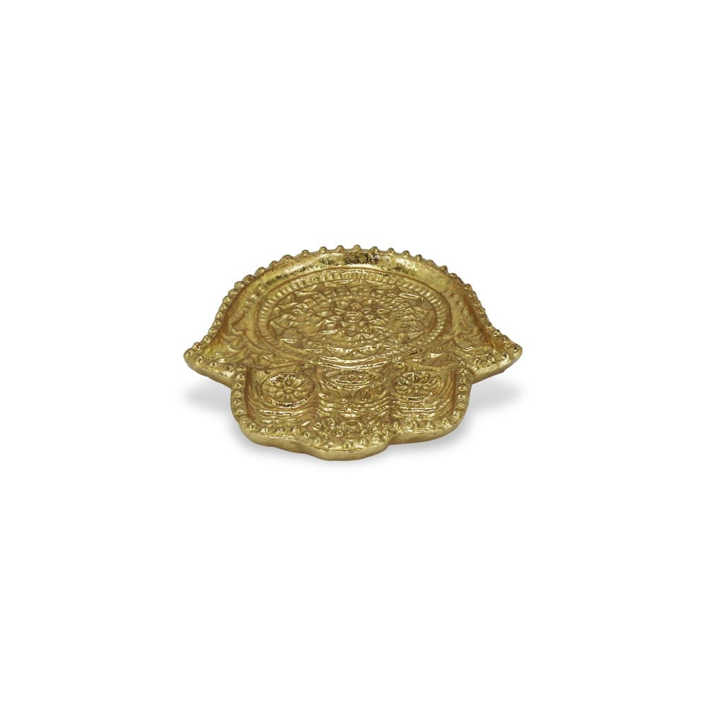 Bandeja de metal dorado novedoso de 5" hecha a mano